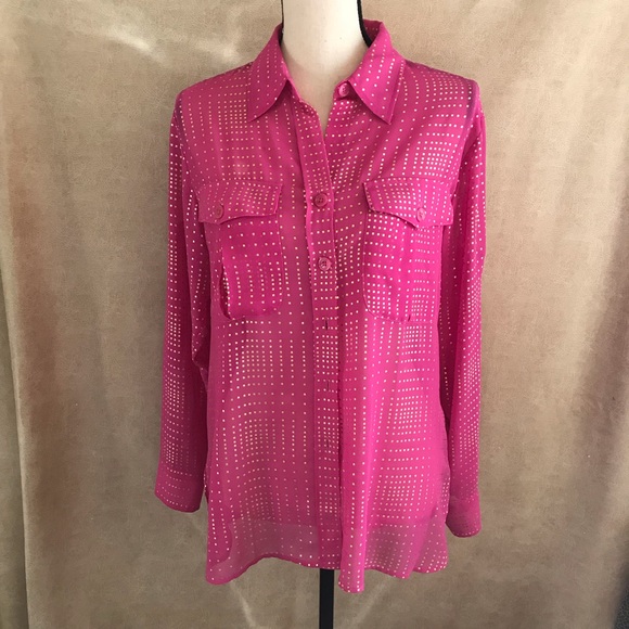 Ellen Tracy Tops - Ellen Tracy Button Down Pink & Gold Shirt Small